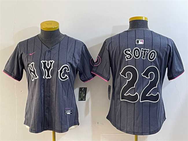 Women%27s New York Mets #22 Juan Soto Graphite 2024 City Connect Limited Stitched Jersey